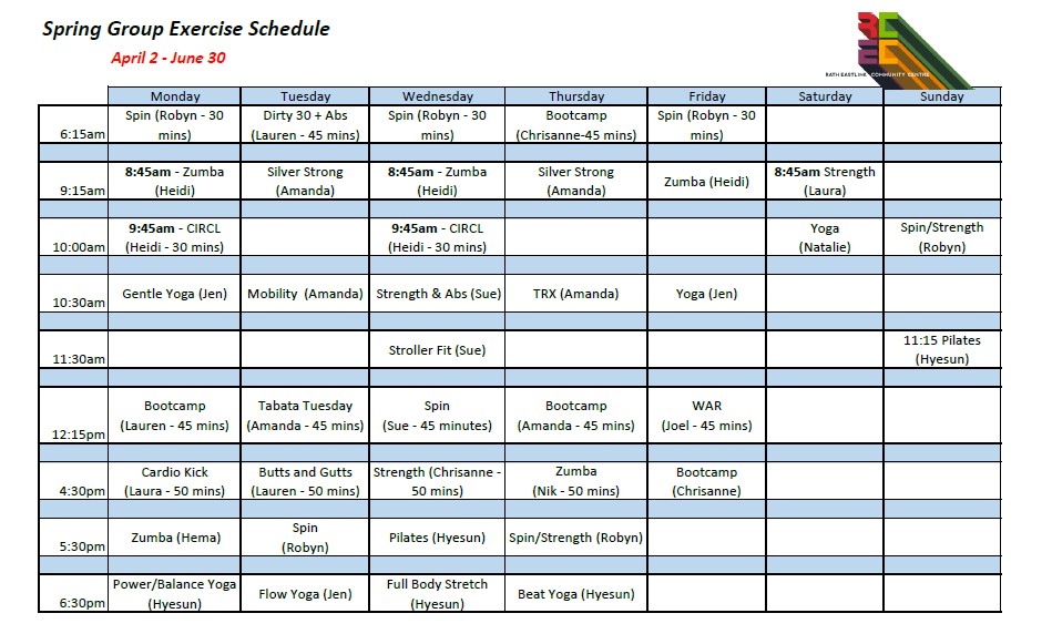 Fitness Schedule Final