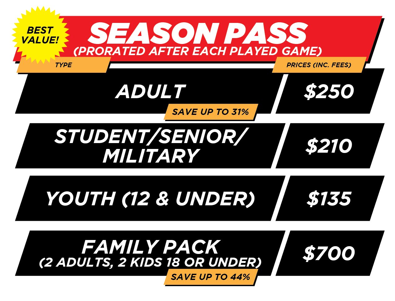 PRICING FOR WEBSITE SEASON PASS